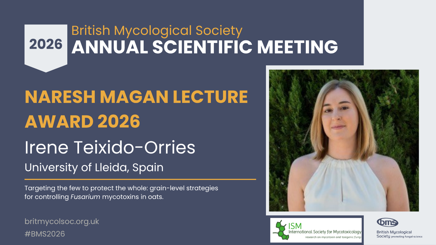 Irene Teixido Orries, University of Lleida, winner of the 2026 Naresh Magan Lecture Award