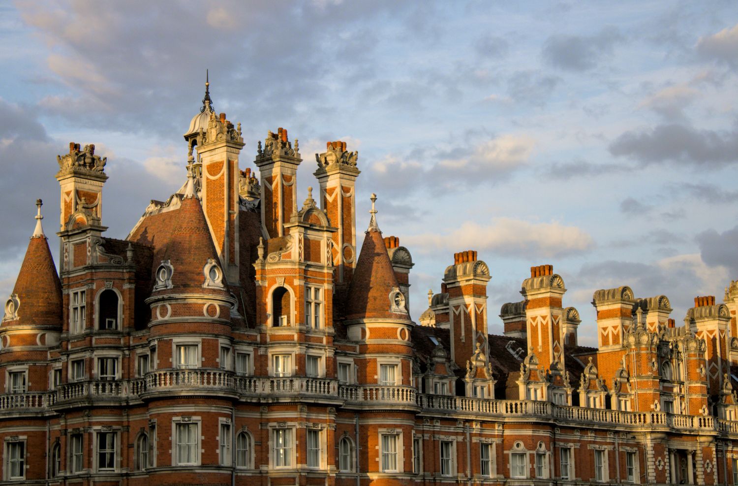 Photo of the rooftop architecture at Royal Holloway University of London